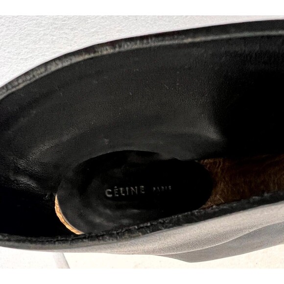 Celine Phoebe Philo Women's Espadrille 6.5 Black Leather Jute Zip Wedge Heel - Picture 11 of 13